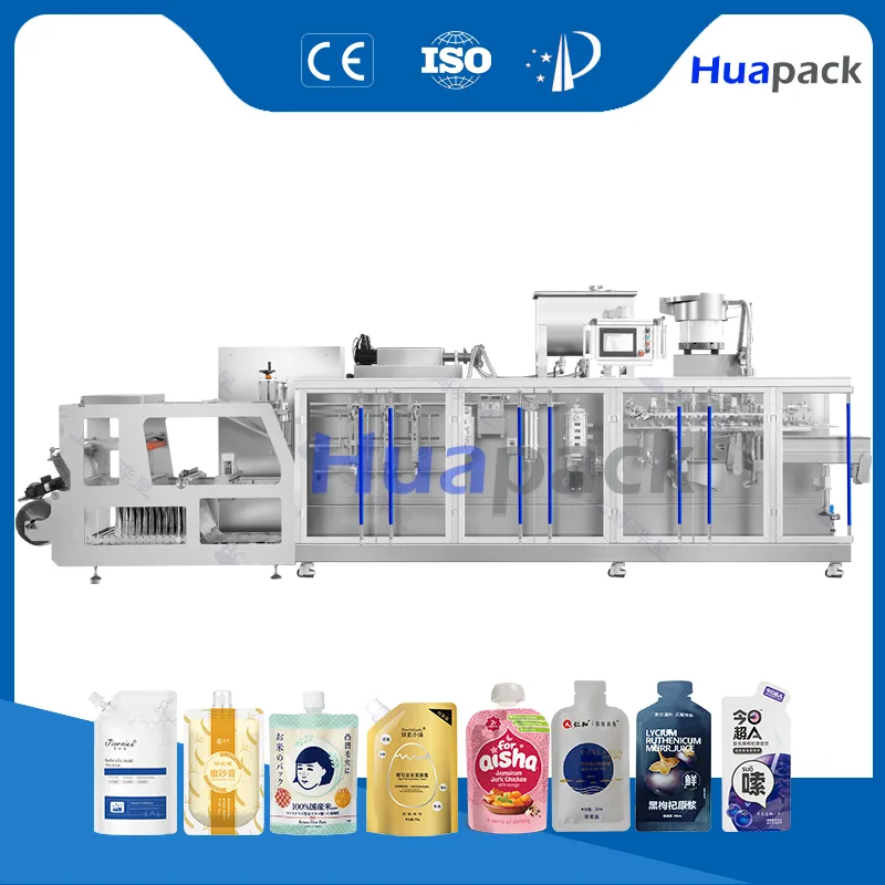 Automatic Horizontal Doypack Spout Stand up Pouch Baby Food Health Care Drink Juice Shake Jelly Berry Smoothie Beverage Filling Sealing Packing Machine