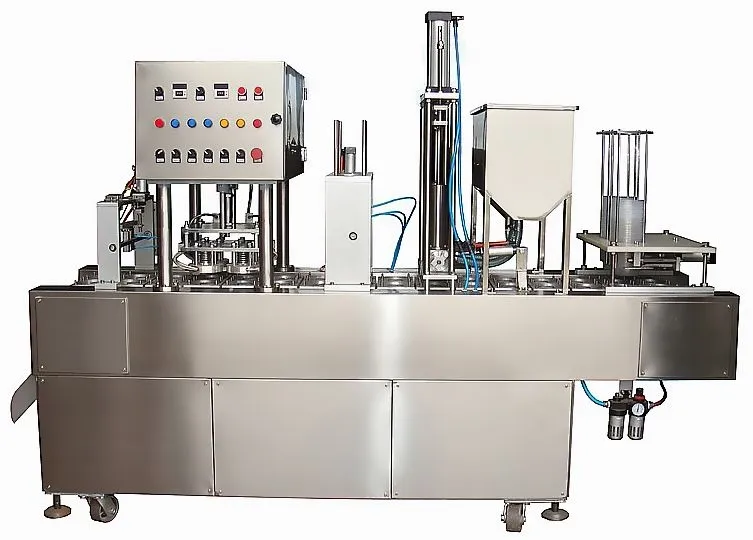 Automatic Paper Plastic Cups Filling and Sealing Machine for Water Juice Jelly Yogurt Production Line