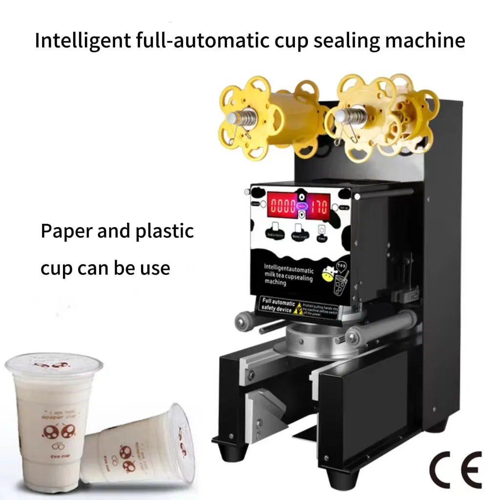 Cup Sealing Machine Plastic Yogurt Cup Sealer Juice Bubble Tea Equipment Fully Automatic Jelly Boba Milk Tea Cup Sealing Machine