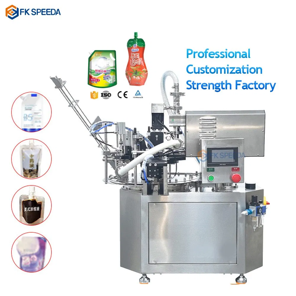 Desktop Automatic Rotary Laundry Detergent, Shampoo, Jelly, Milk Self-Priming Bag Turntable Filling and Sealing Machine