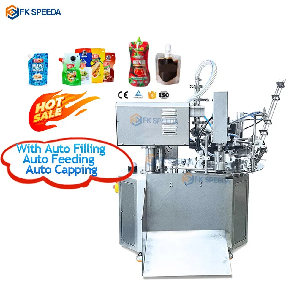 Desktop Automatic Rotary Laundry Detergent, Shampoo, Jelly, Milk Self-Priming Bag Turntable Filling and Sealing Machine