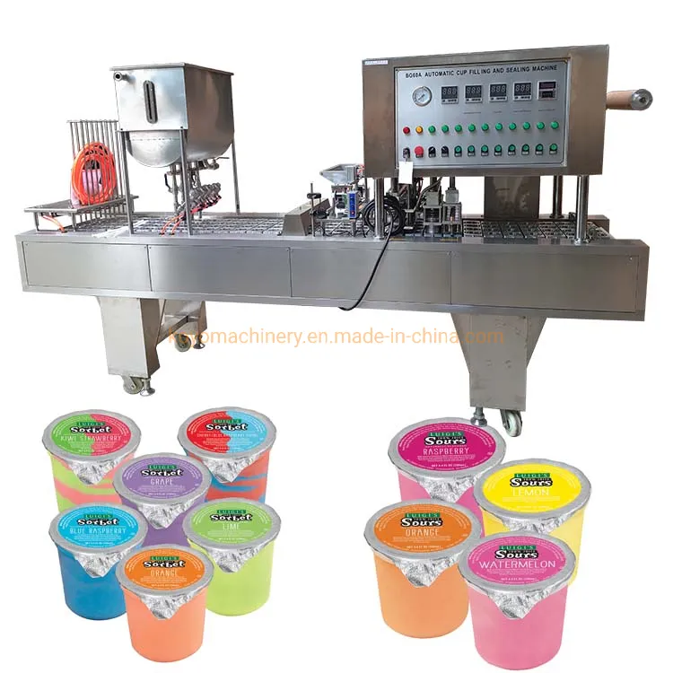 Plastic Juice Jelly Yogurt Cup Filling Sealing Machine PLC Control