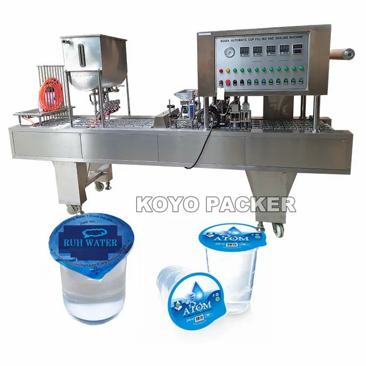 Plastic Juice Jelly Yogurt Cup Filling Sealing Machine PLC Control