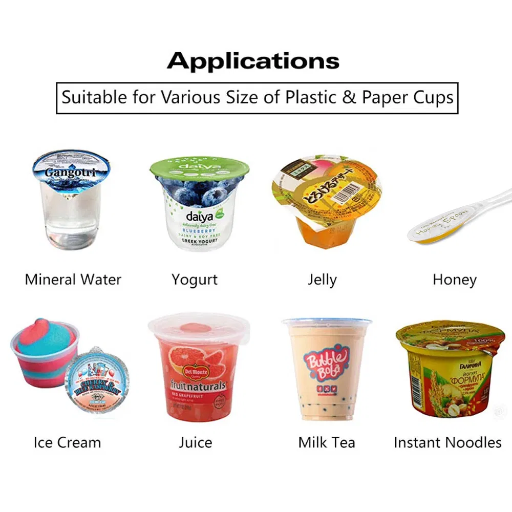 Small Automatic Honey Spoon/Ketchup/Sauce/Oil/Liquid/Lotion/Shampoo/Jelly/Liquid Soap/Juice/Tomato Paste Food Cup Packaging Packing Filling Sealing Machine